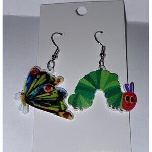 The Very Hungry Caterpillar Earrings & Butterfly by Eric Carle Teacher Gift